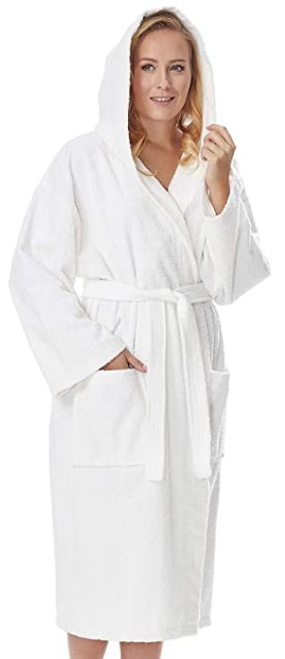 Hooded Terry Cloth Robe - keep loved one warm and dry from head to knee