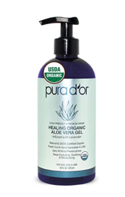 Pura d'or Healing Organic Aloe Vera Gel- Ultimate Hydration for Skin, Hair, & Scalp